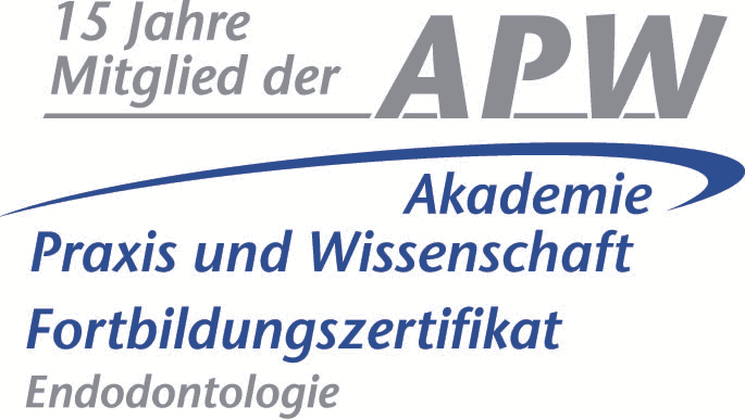 15 Jahre Mitglied der APW – Akademie Praxis und Wissenschaft, Fortbildungszertifikat Endodontologie